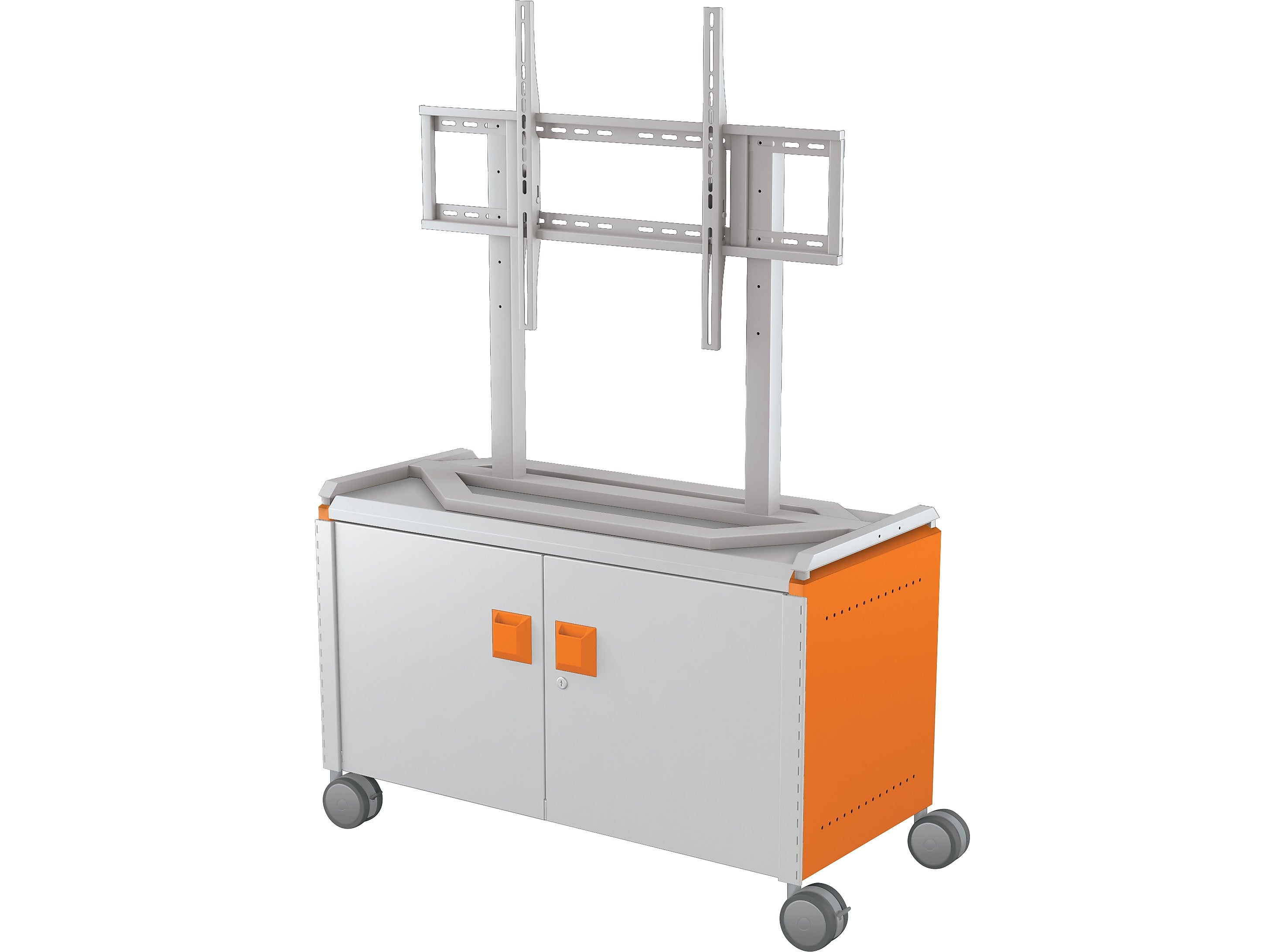 MooreCo Compass Maxi H1 Mobile 2-Section Storage Cabinet, 25.88"H x 41.88"W x 19.13"D, Platinum/Orange Metal (A3A1H2D1A0)