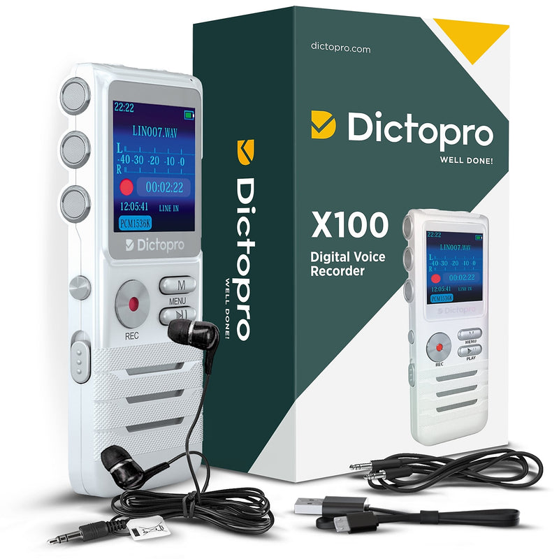 Treblab X100 DICTOPRO HD Digital Voice Recorder With Double Microphone