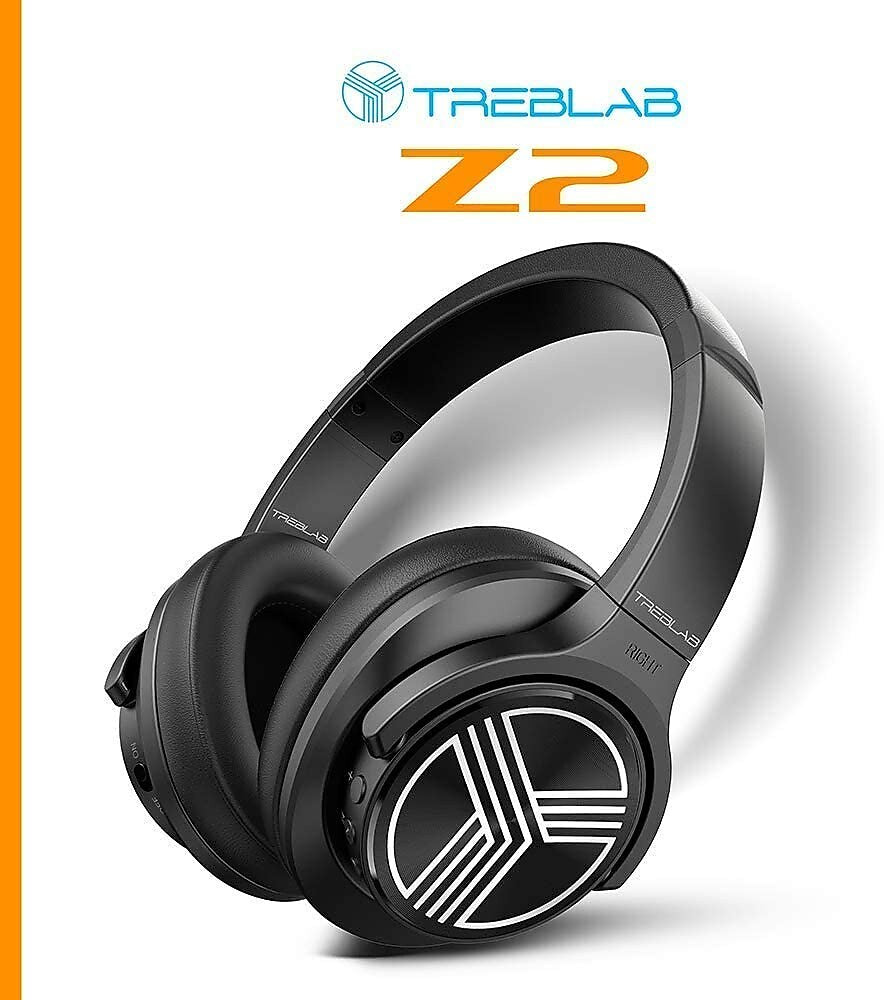 Treblab Z2 Wireless Active Noise Canceling Over-Ear Headphones, Bluetooth, Black (Z2-B)