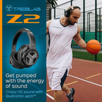 Treblab Z2 Wireless Active Noise Canceling Over-Ear Headphones, Bluetooth, Black (Z2-B)
