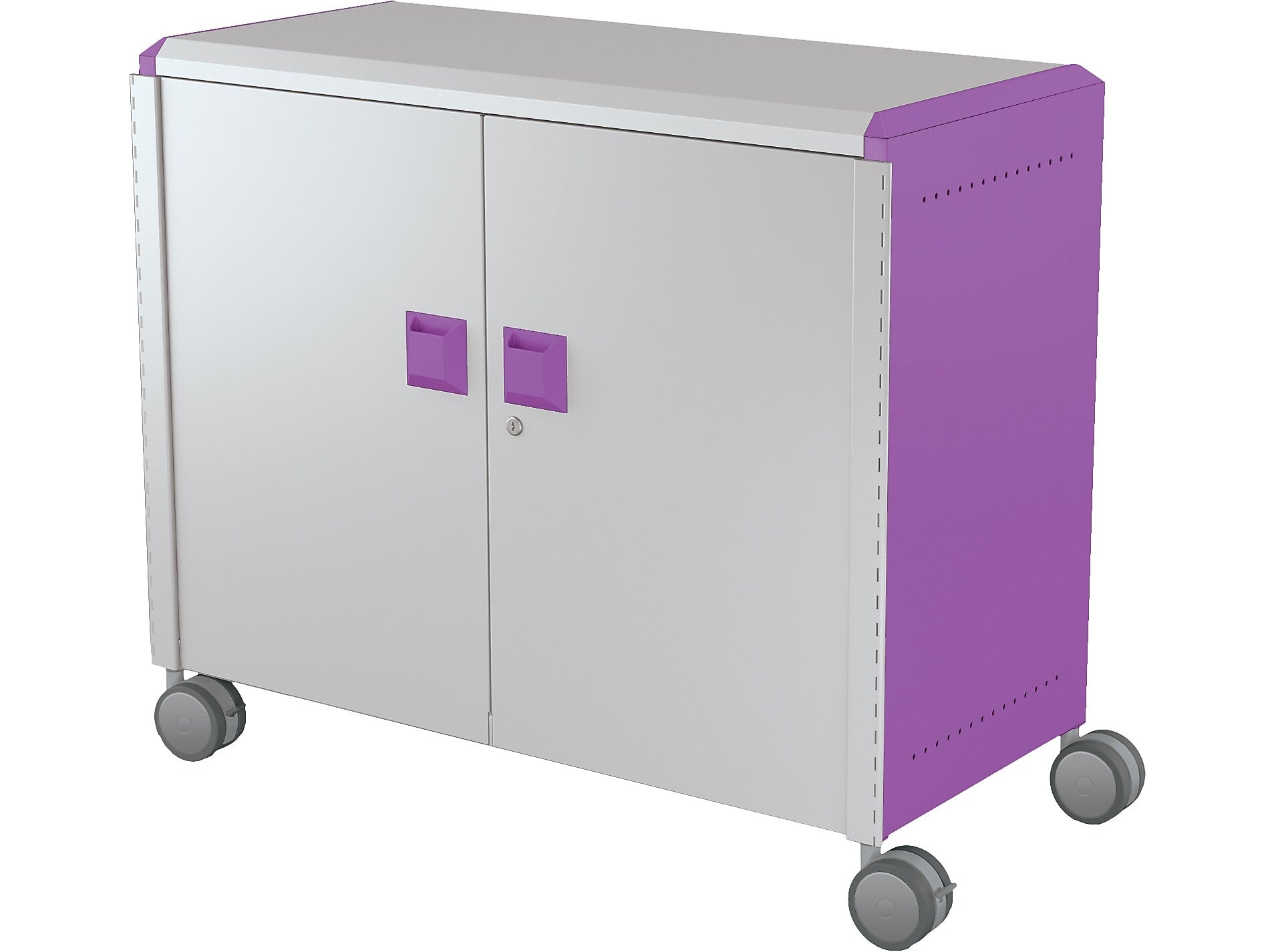 MooreCo Compass Maxi H2 Mobile 9-Section Storage Cabinets, 36.13"H x 41.88"W x 19.13"D, Platinum/Purple Metal (B3A1D2E1X0)