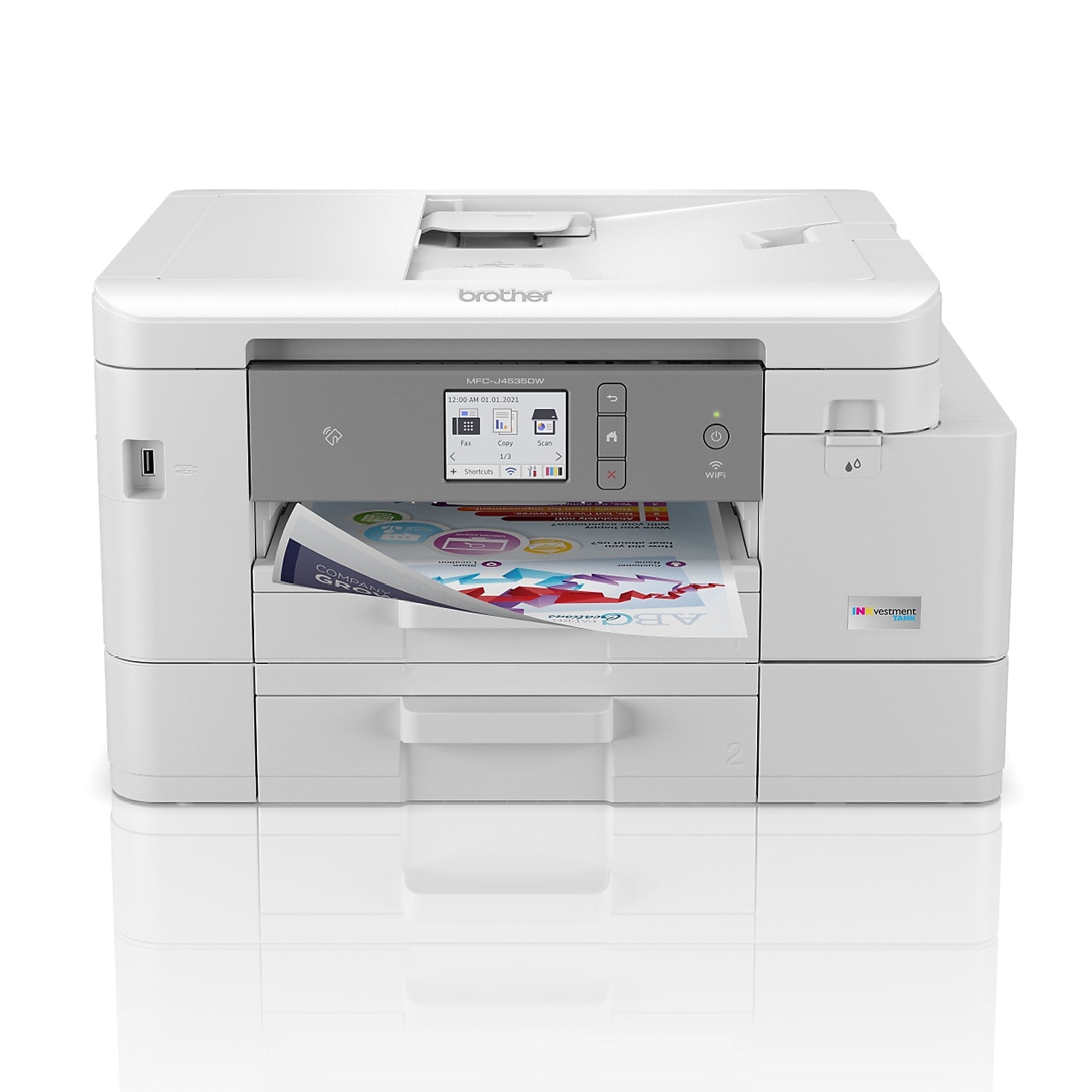 Brother INKvestment Tank MFC-J4535DW Wireless Color Inkjet Printer, All-In-One Supertank, Print, Scan, Copy, Fax