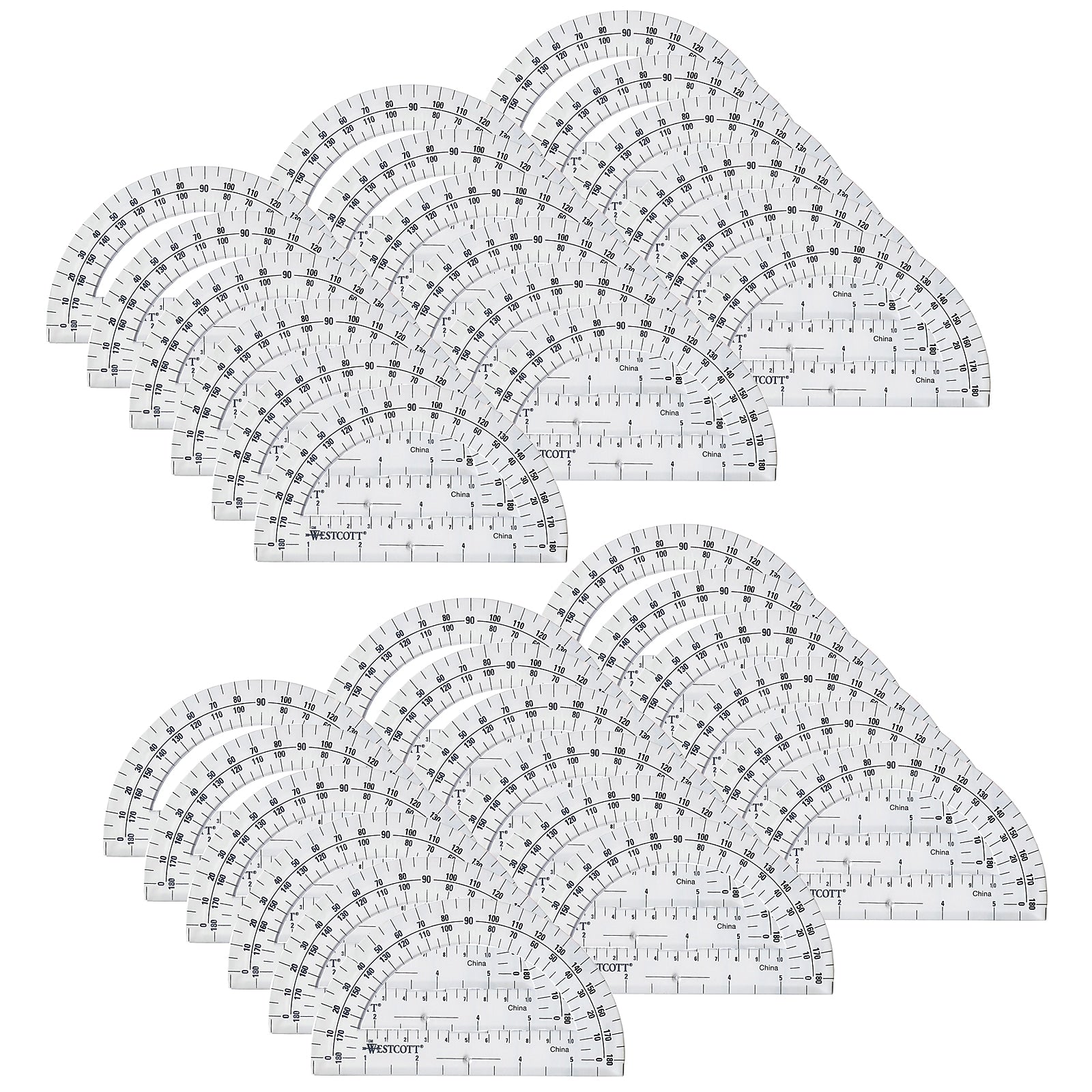 Westcott® Protractor, 6", 180 Degree, Clear, Pack of 36 (ACM11200-36)
