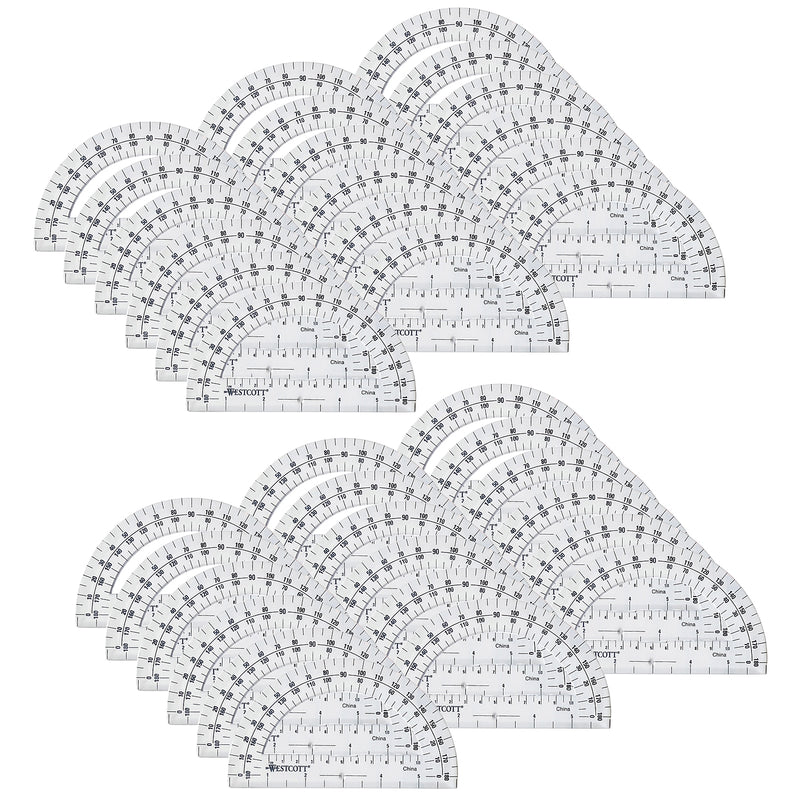 Westcott® Protractor, 6", 180 Degree, Clear, Pack of 36 (ACM11200-36)