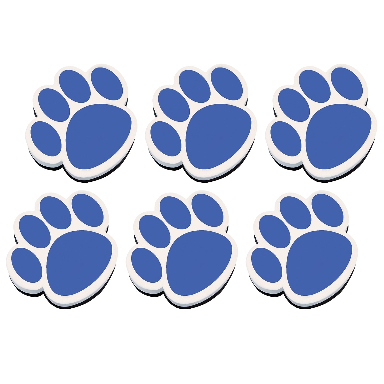 Ashley Dry Erase Magnetic Whiteboard Eraser, Blue Paw, Pack of 6 (ASH10002-6)