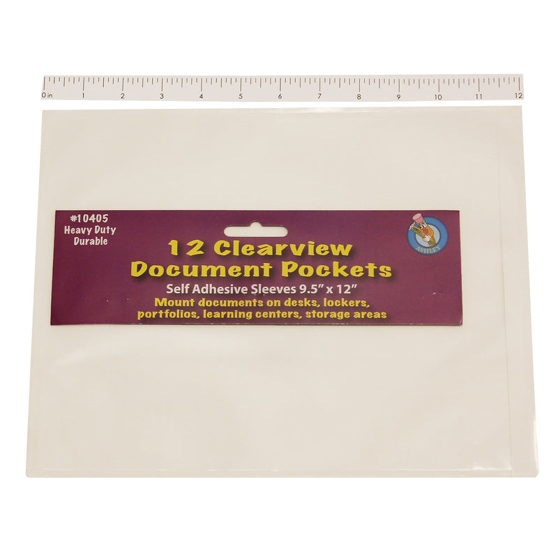 Ashley Heavy Duty Self-Adhesive Sheet Protector, 9" x 12", Clear, 12 Per Pack, 3 Packs (ASH10405-3)