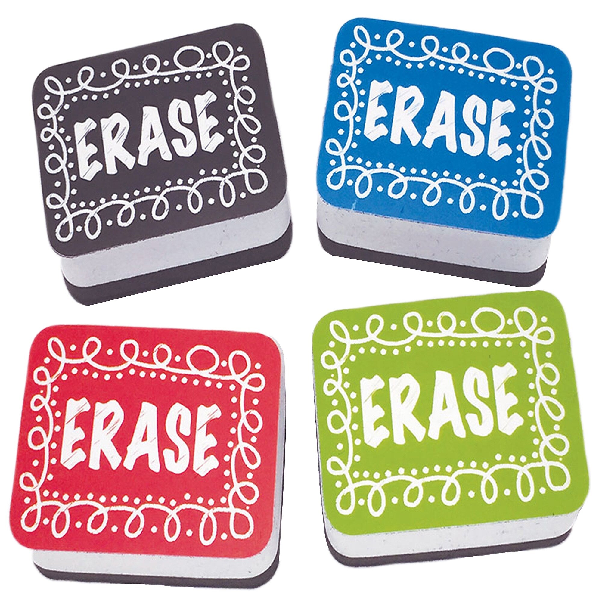 Ashley Productions Non-Magnetic Mini Whiteboard Erasers, Chalk Loop, 10 Per Pack, 3 Packs (ASH78002-3)