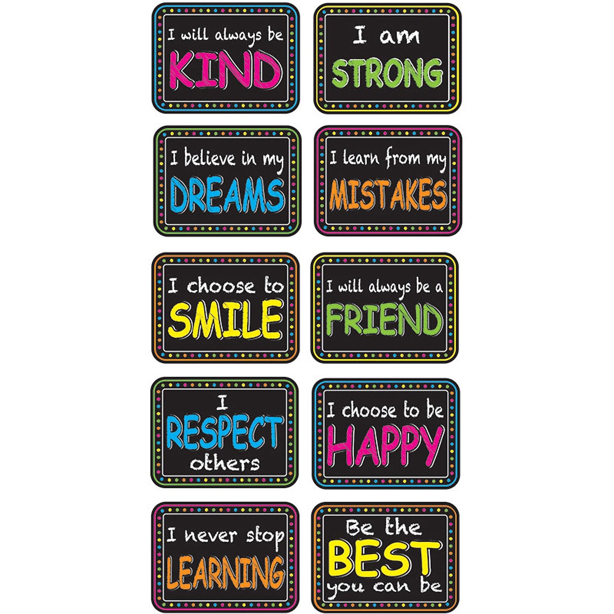 Ashley Productions Non-Magnetic Mini Whiteboard Erasers, Character Building, 10 Per Pack, 3 Packs (ASH78004-3)