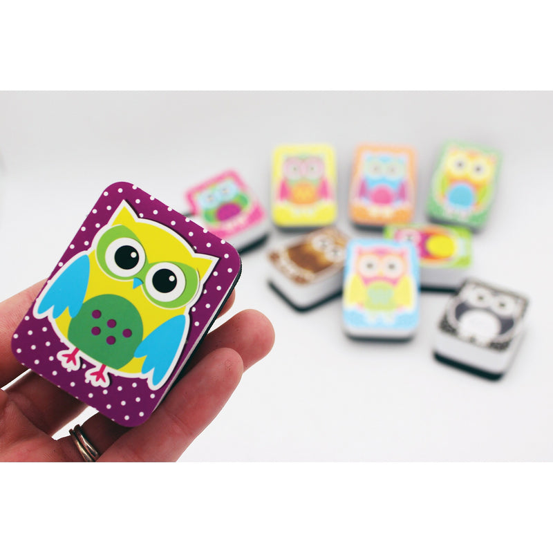 Ashley Non-Magnetic Mini Whiteboard Erasers, Color Owls, 10 Per Pack, 3 Packs (ASH78007-3)