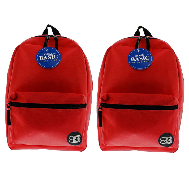 Bazic Basic 2-Piece Laptop Backpack Set, Medium, Red, 2/Bundle (BAZ1032-2)