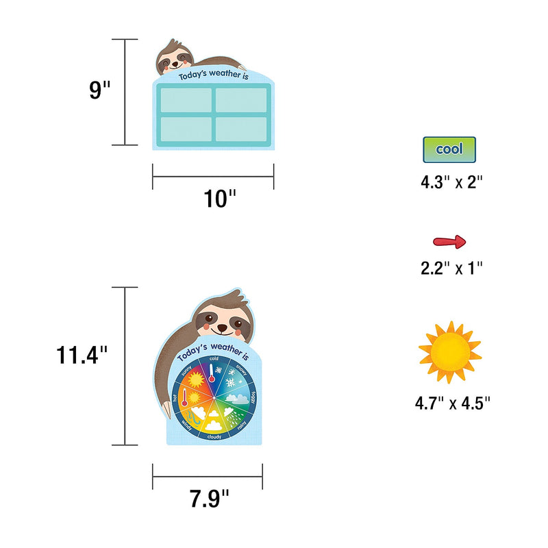 Carson Dellosa One World Sloth Dress Me for the Weather Bulletin Board Set, 54 Pieces (CD-110487)