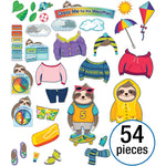 Carson Dellosa One World Sloth Dress Me for the Weather Bulletin Board Set, 54 Pieces (CD-110487)