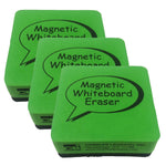 CLI Dry Erase Whiteboard Magnetic Eraser, 2"x 2", Green/Black, 12 Per Pack, 3 Packs (CHL74542-3)