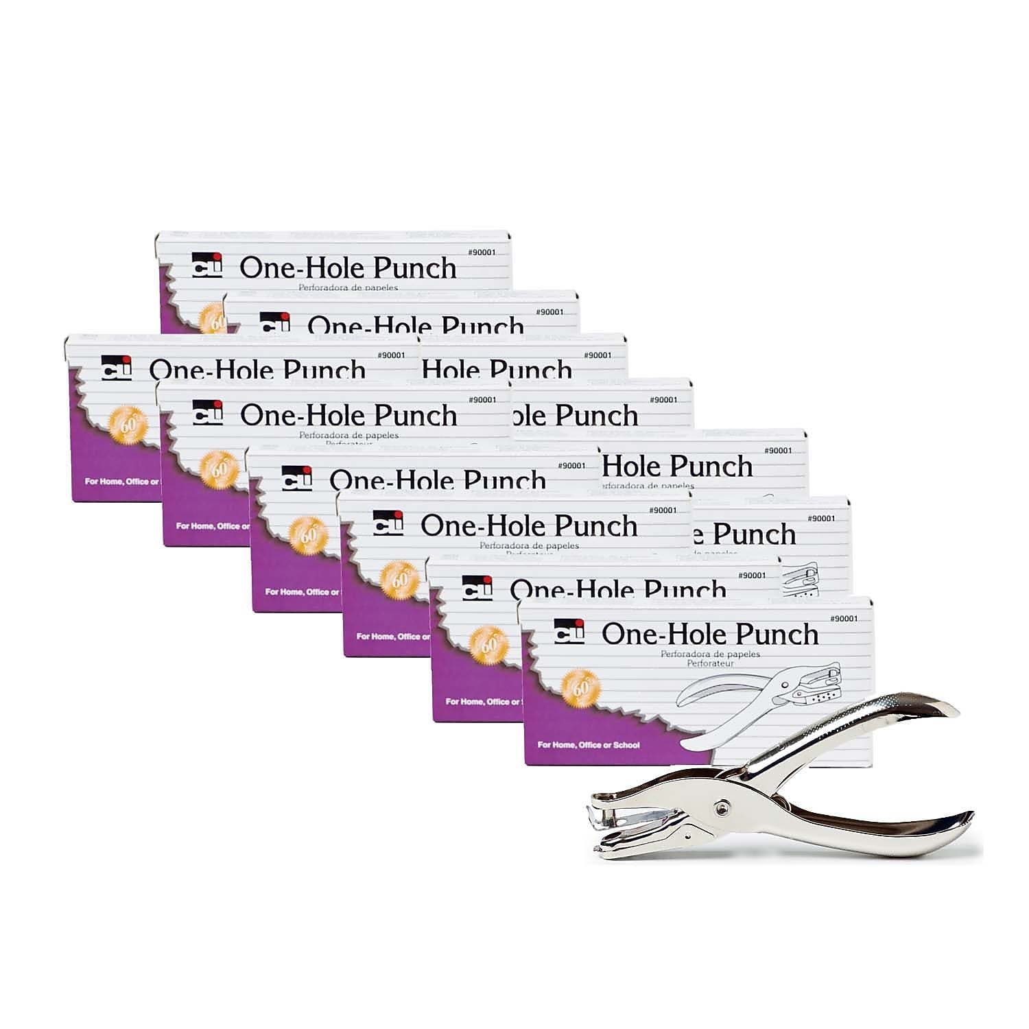 CLI 1-Hole Punch, 3 Sheet Capacity, Silver (CHL90001-12)