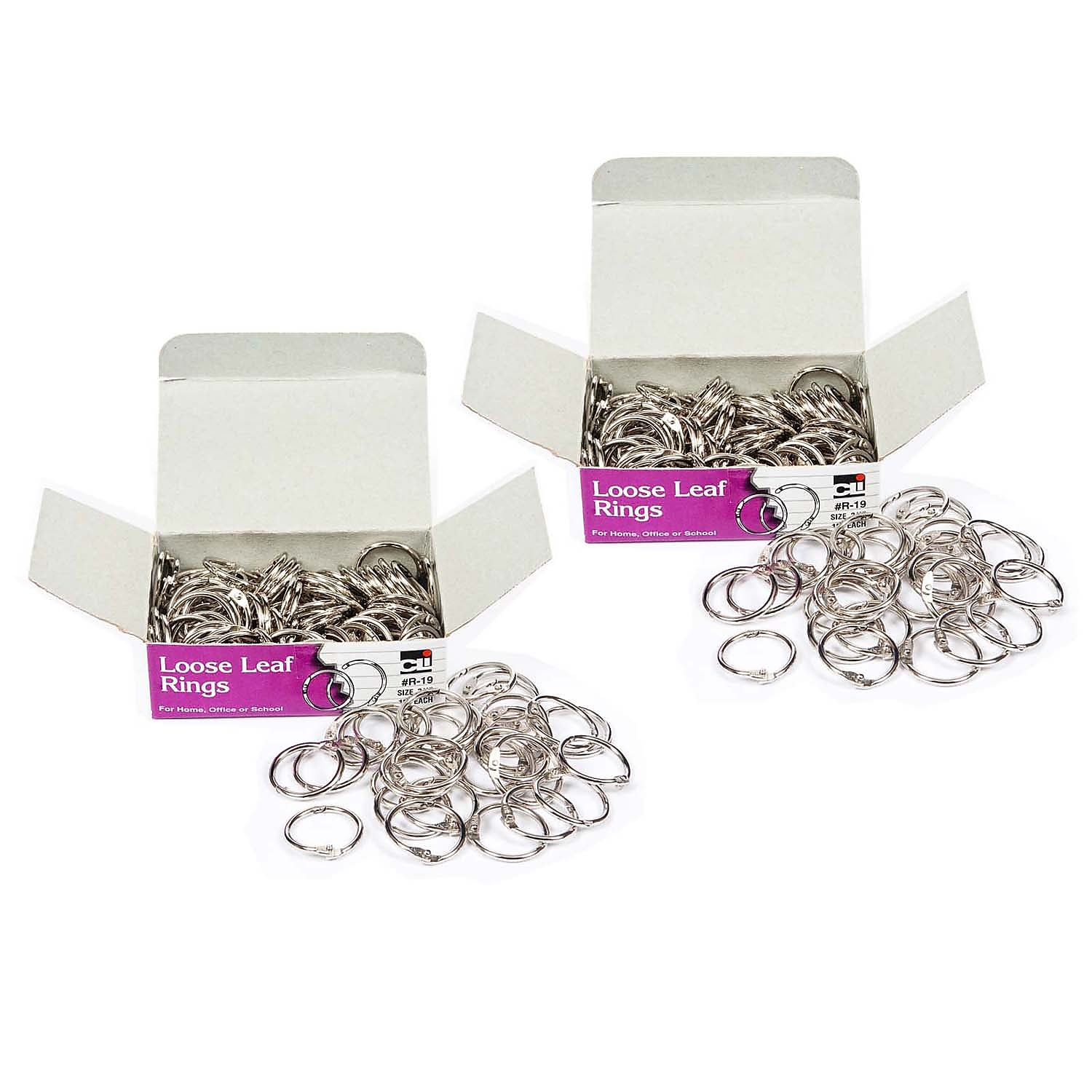 Charles Leonard Loose Leaf Book Rings, 3/4" Capacity, Silver, 100 Per Box, 2 Boxes (CHLR19-2)