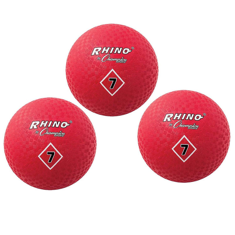 Champion Sports Playground Ball, 7", Red, Pack of 3 (CHSPG7RD-3)