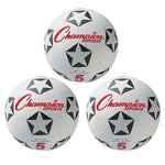 Champion Sports Rubber Soccer Ball, Size 5, White/Black, Pack of 3 (CHSSRB5-3)