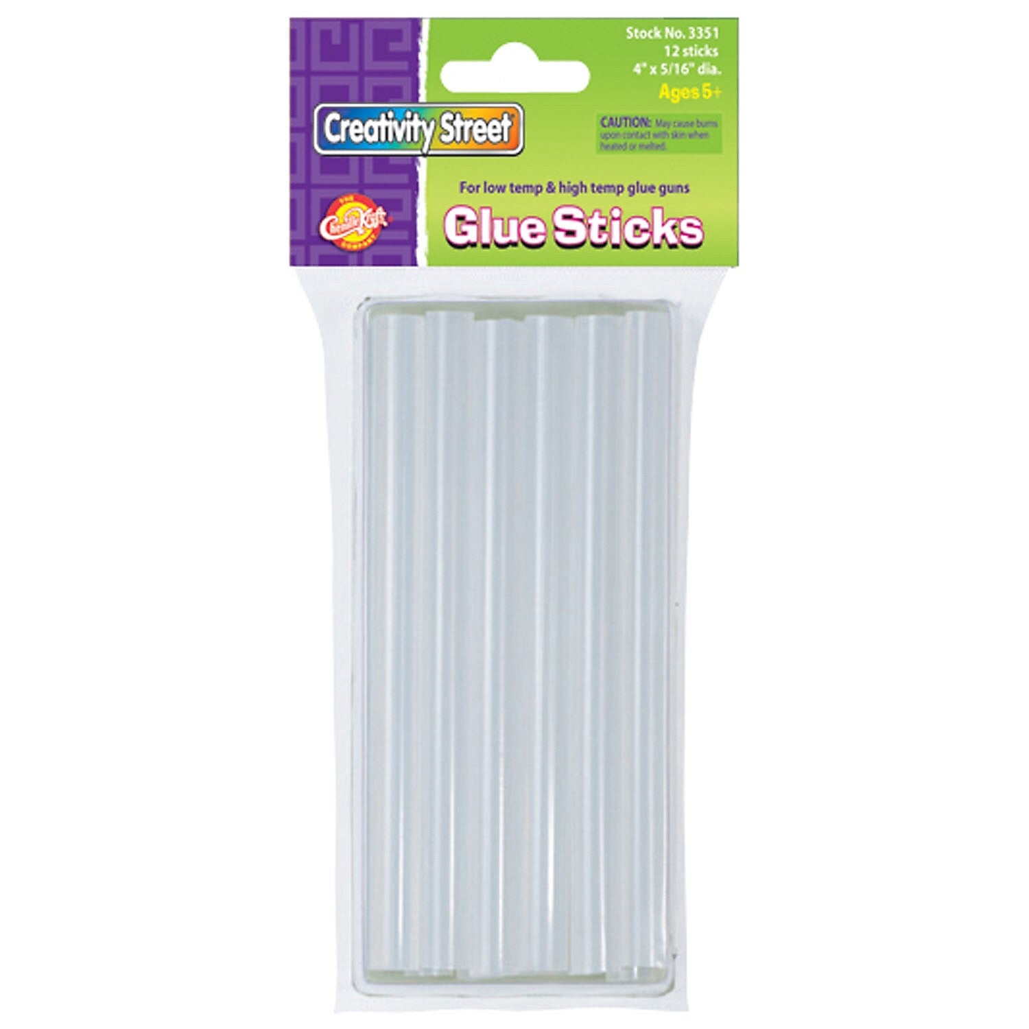 Creativity Street Dual-Temp Standard Hot Glue Sticks, Clear, 12/Pack, 12 Packs/Bundle (CK-3351-12)