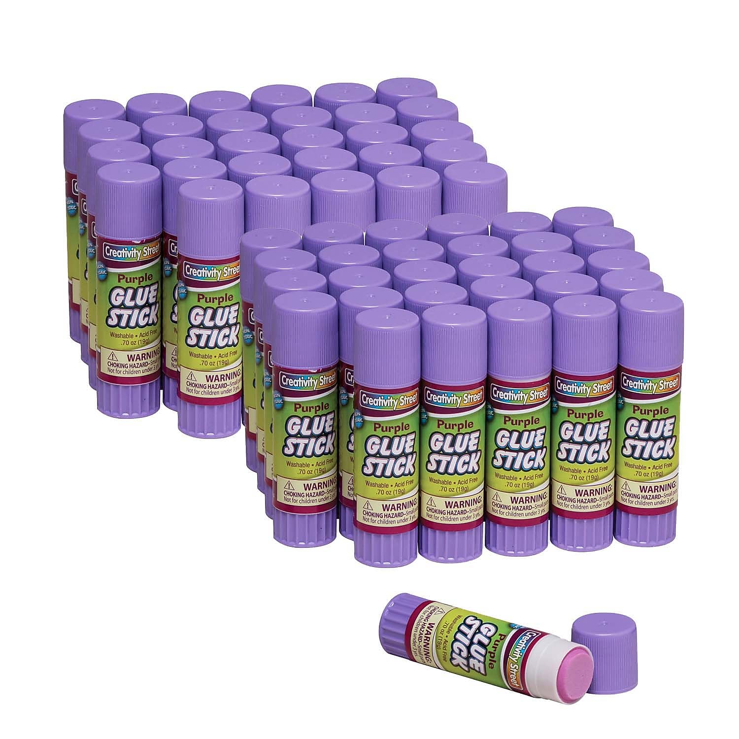 Creativity Street Glue Sticks, Purple, 0.70 oz., 30 Per Pack, 2 Packs (CK-338630-2)