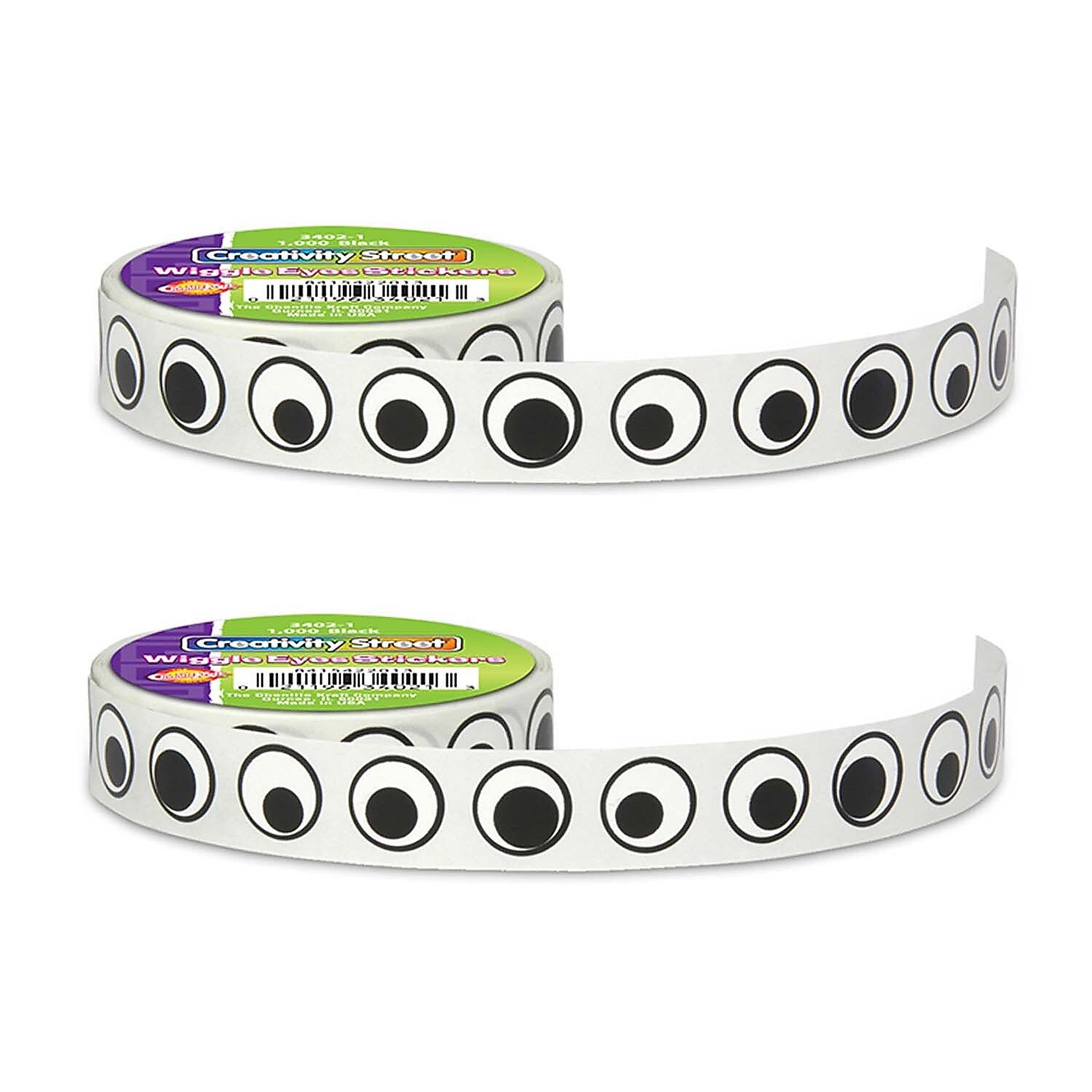 Creativity Street Wiggle Eyes Sticker Roll, Black, 0.5", 1000/Roll, 2 Rolls (CK-34021-2)