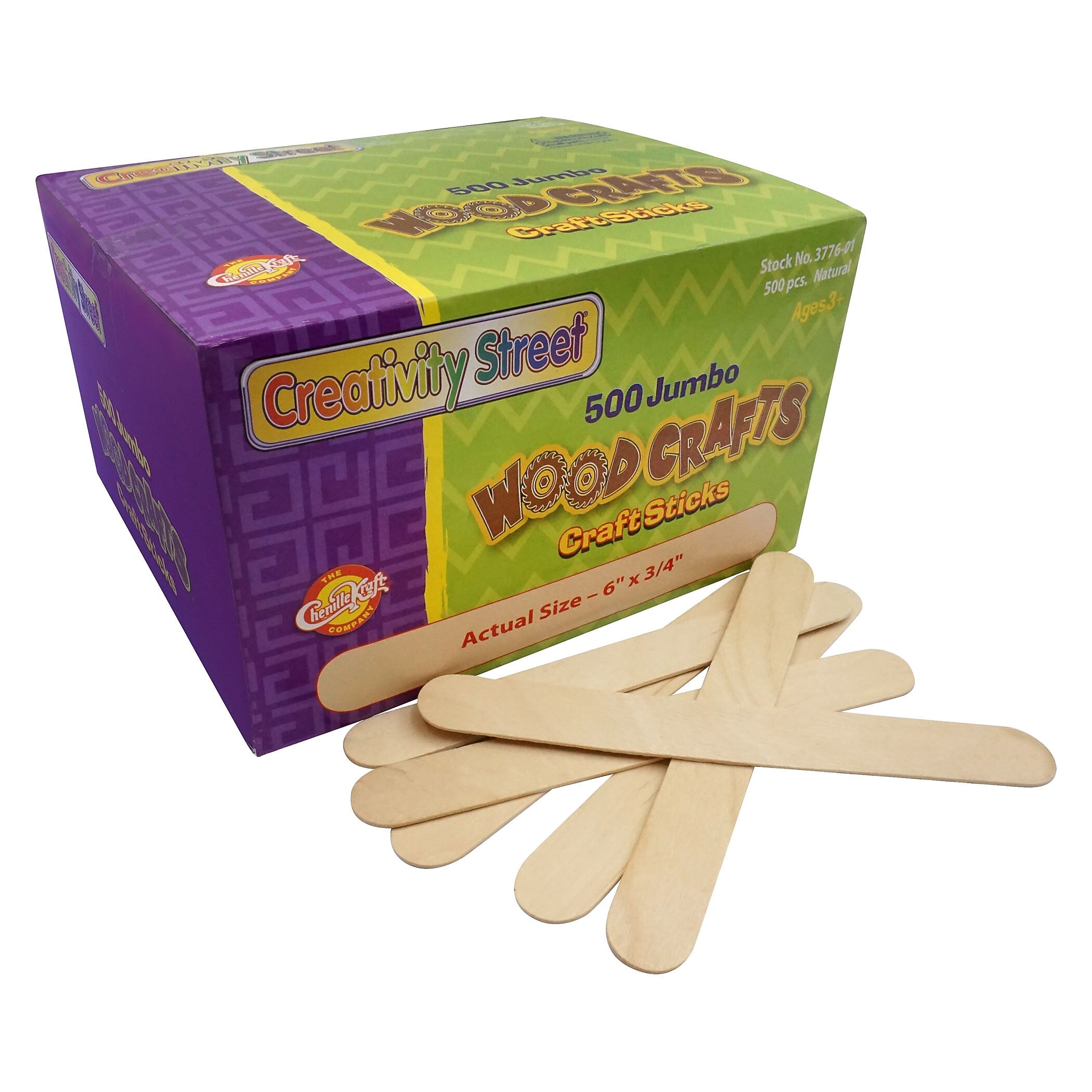Creativity Street Jumbo Craft Sticks, Natural, 500/Pack, 2 Packs/Bundle (CK-377601-2)