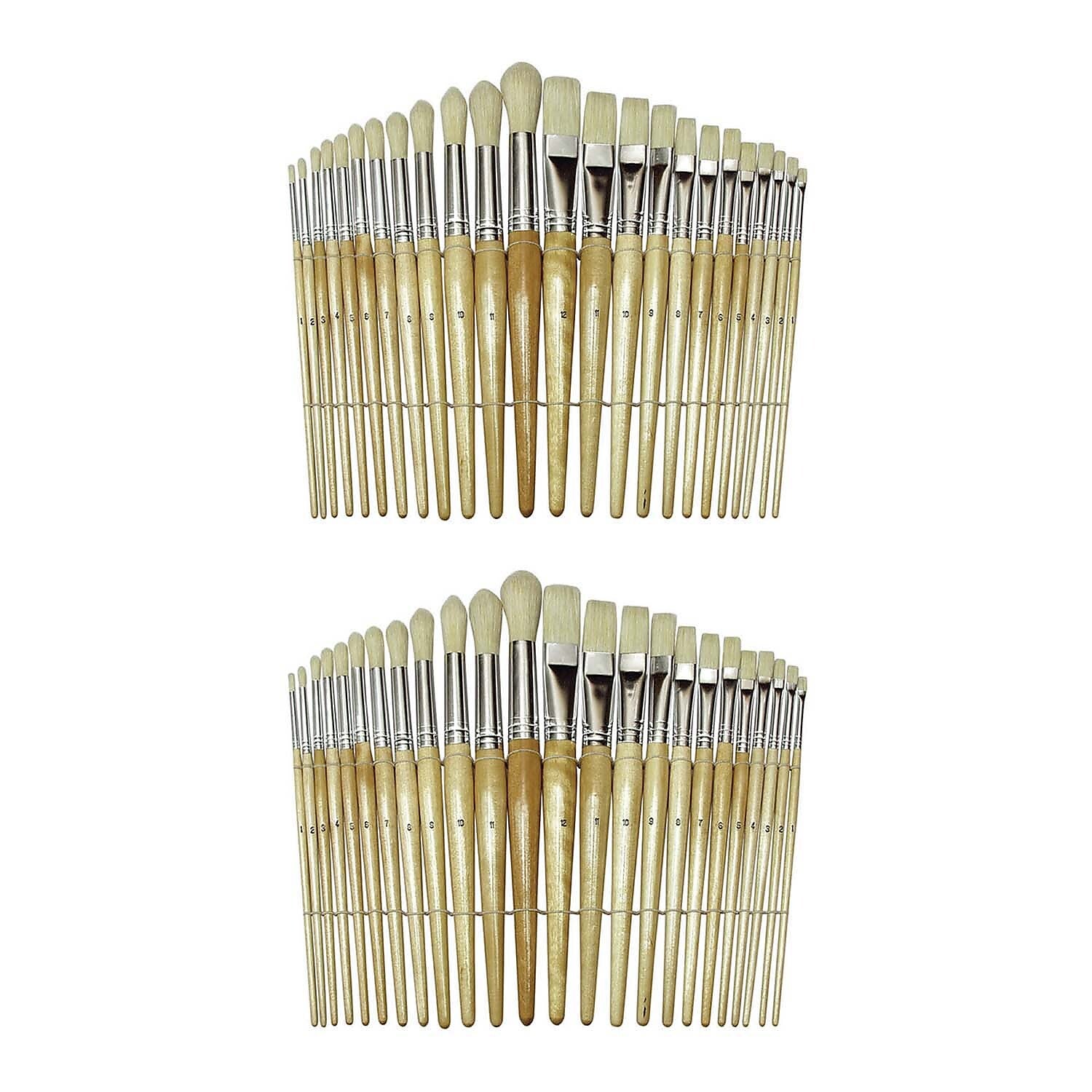 Creativity Street Mixed Media Natural Hog Bristle, Variety Brushes, 24/Pack, 2 Packs/Bundle (CK-5172-2)