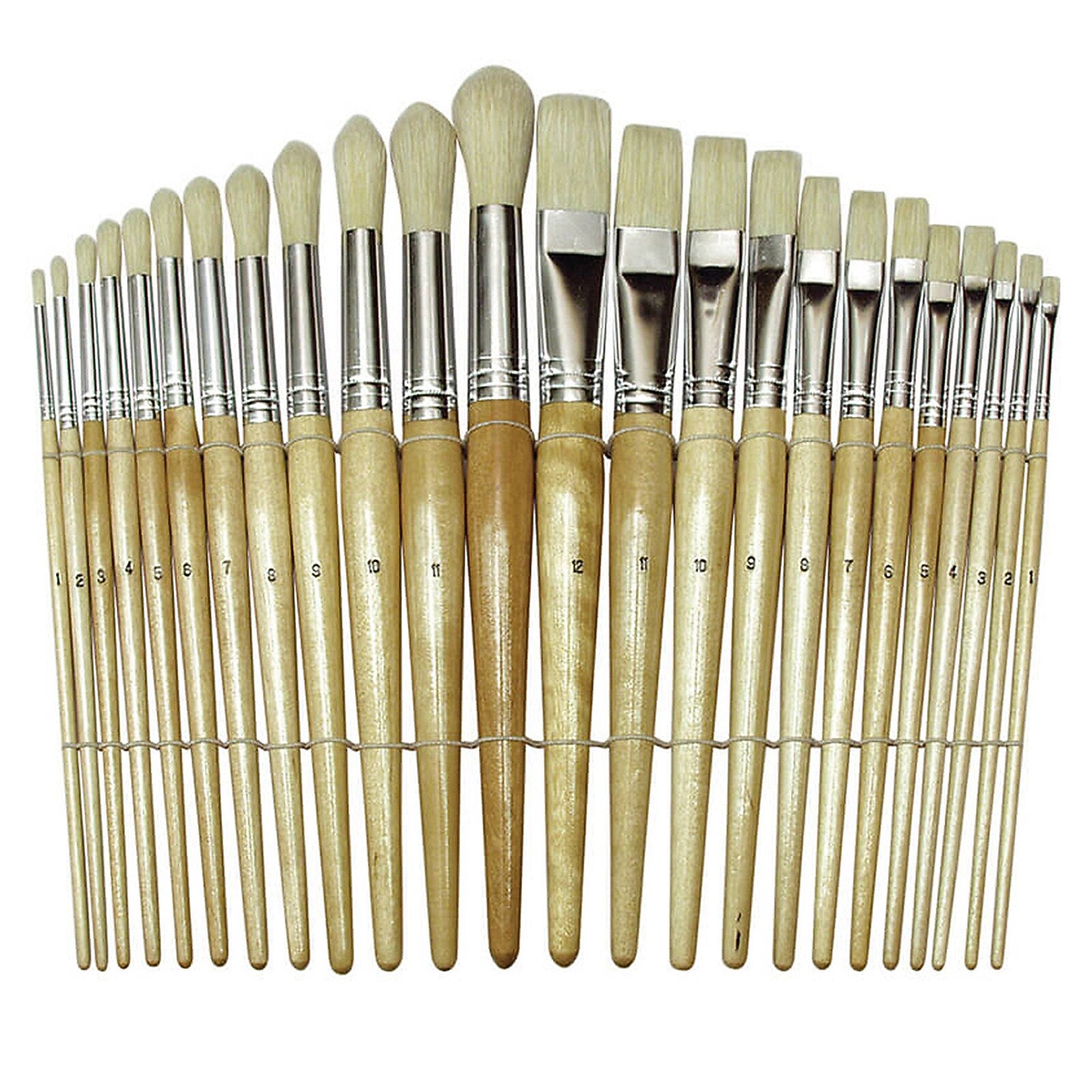 Creativity Street Mixed Media Natural Hog Bristle, Variety Brushes, 24/Pack, 2 Packs/Bundle (CK-5172-2)