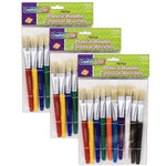 Creativity Street Mixed Short Handle Media Natural Hog Bristle, Beginner Flat Paint Brushes, 10/Pack, 3 Packs/Bundle