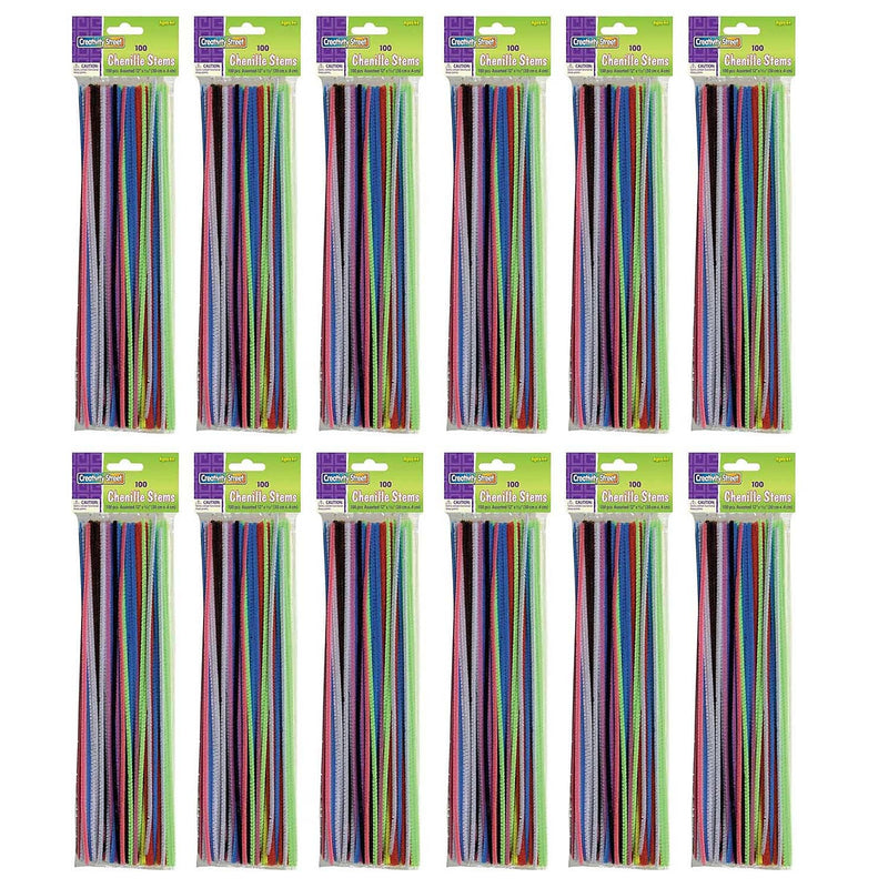 Creativity Street Regular Stems, Assorted Colors, 100 Pieces/Pack, 12 Packs/Bundle (CK-711201-12)
