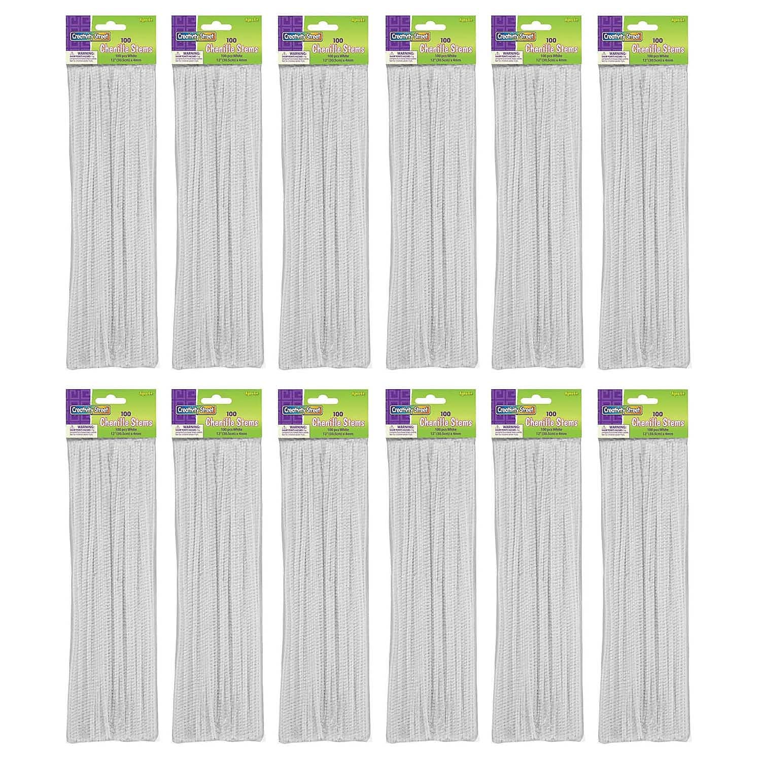 Creativity Street Regular Stems, White, 100/Pack, 12 Packs/Bundle (CK-71122-12)
