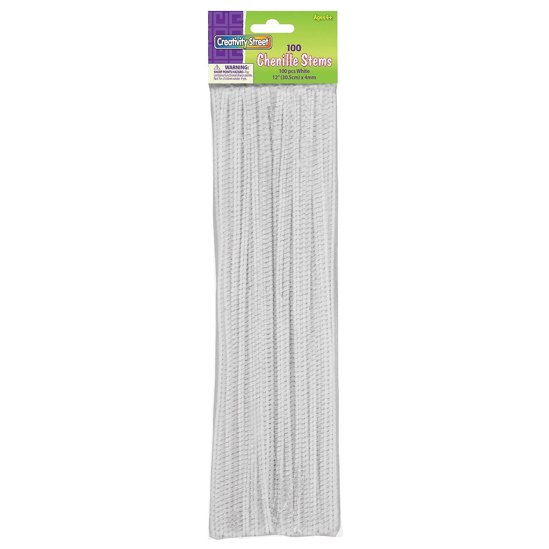 Creativity Street Regular Stems, White, 100/Pack, 12 Packs/Bundle (CK-71122-12)