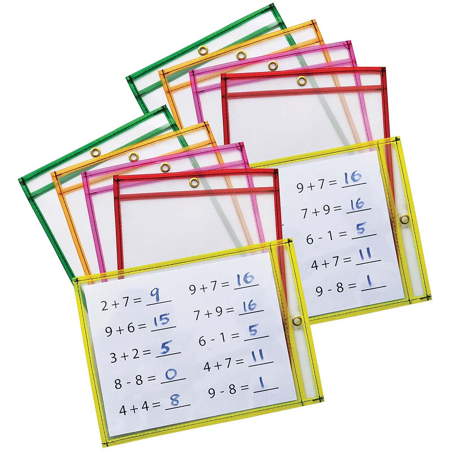 Pacon Dry Erase Pockets, 5 Assorted Neon Colors, 9" x 12", 10 Pockets/Pack, 2 Packs (CK-9896-2)