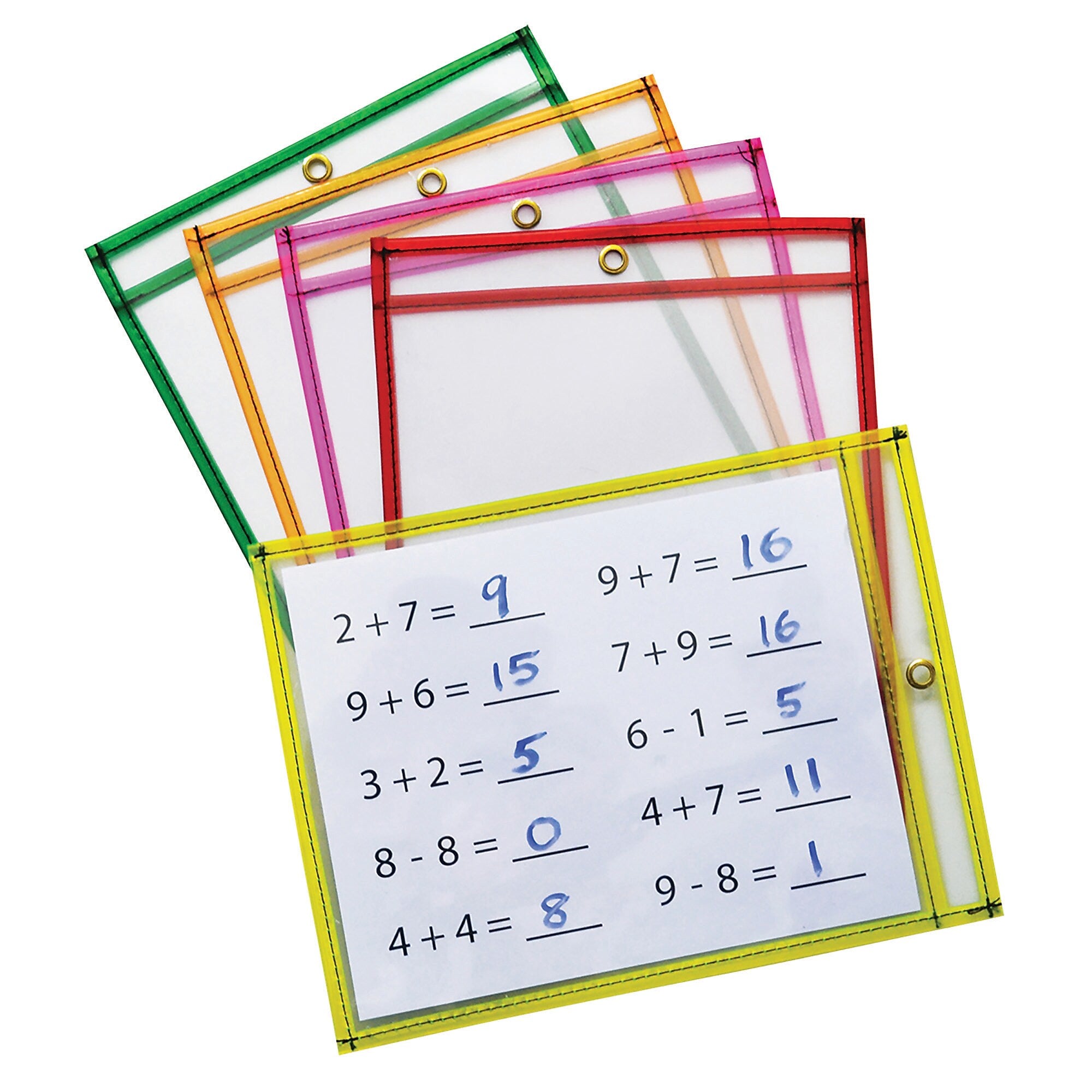 Pacon Dry Erase Pockets, 5 Assorted Neon Colors, 9" x 12", 10 Pockets/Pack, 2 Packs (CK-9896-2)