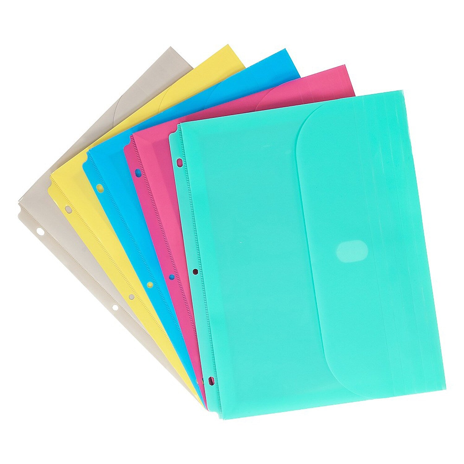 C-Line Polypropylene Side Loading Binder Pocket, 3-Hole, Assorted Colors, 18/Bundle (CLI58730-18)