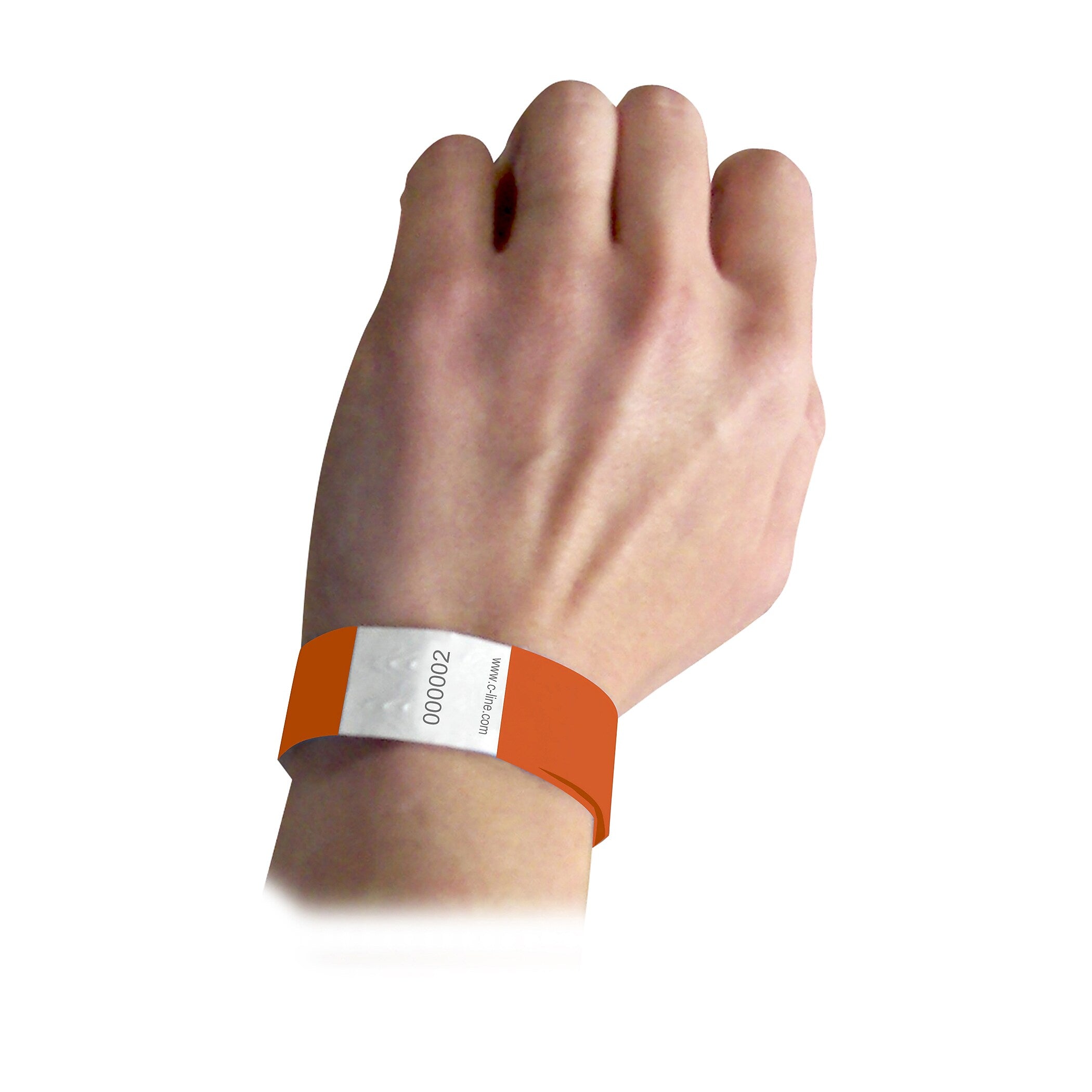 C-Line DuPont Tyvek Security Wristbands, Orange, 100 Per Pack, 2/Pack (CLI89102-2)