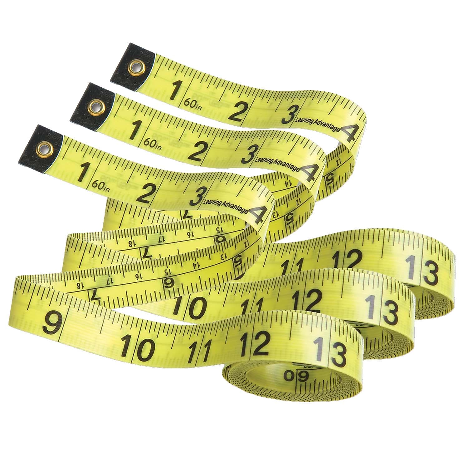 Learning Advantage 60" Vinyl Tape Measure, Yellow, 3/Bundle (CTU7614-3)