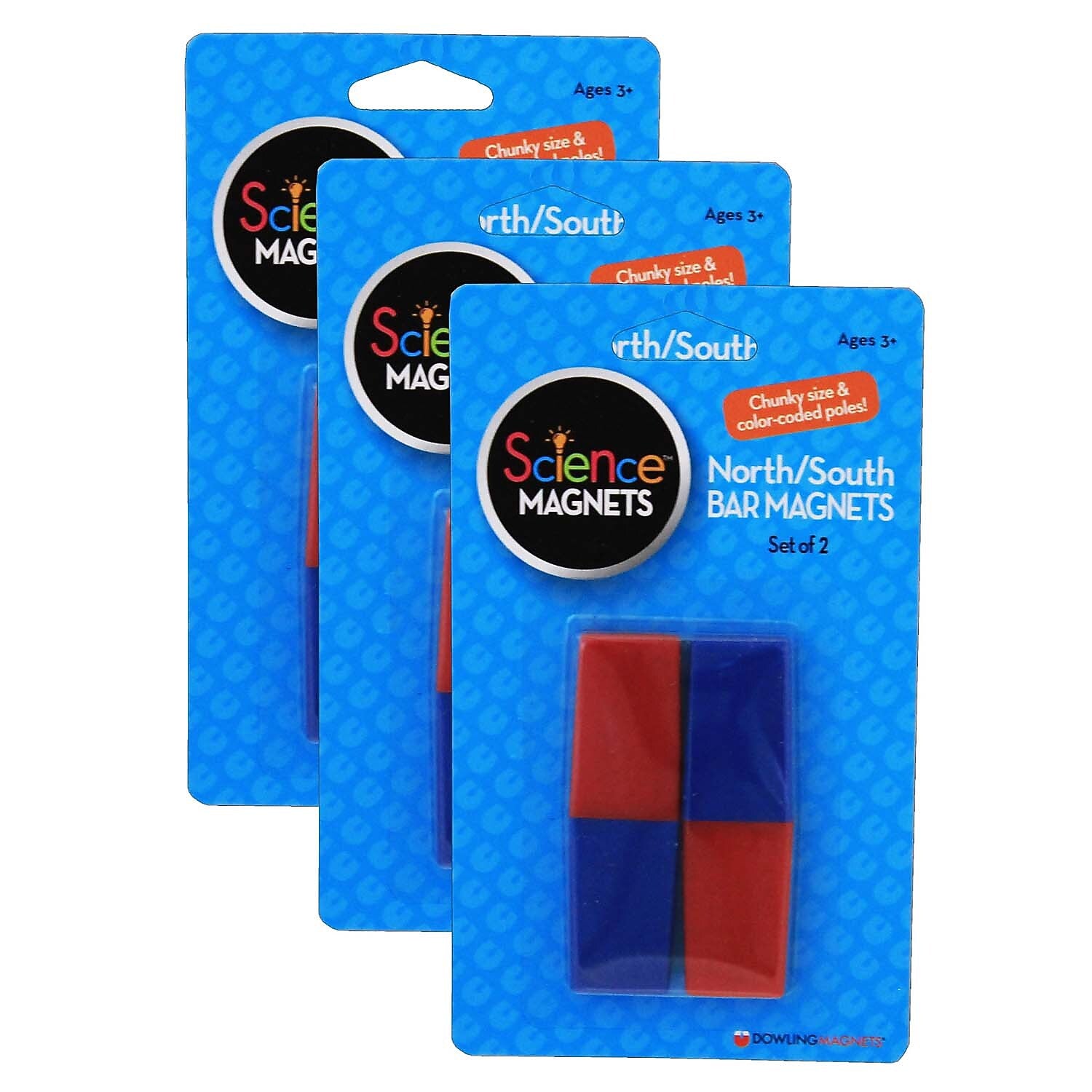 Dowling Magnets North/South Bar Magnets, 2/Pack, 3 Packs/Bundle (DO-712-3)