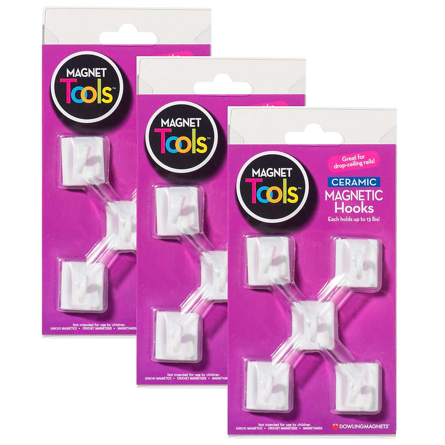 Dowling Magnets Ceramic Magnetic Ceiling Hooks, 5/Pack, 3 Packs/Bundle (DO-735008-3)