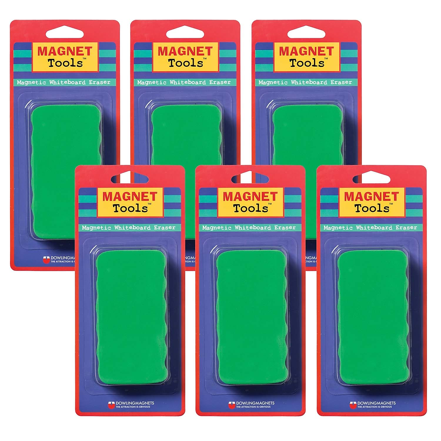 Dowling Magnets Magnetic Whiteboard Erasers, Assorted Colors, 6/Bundle (DO-735200-6)