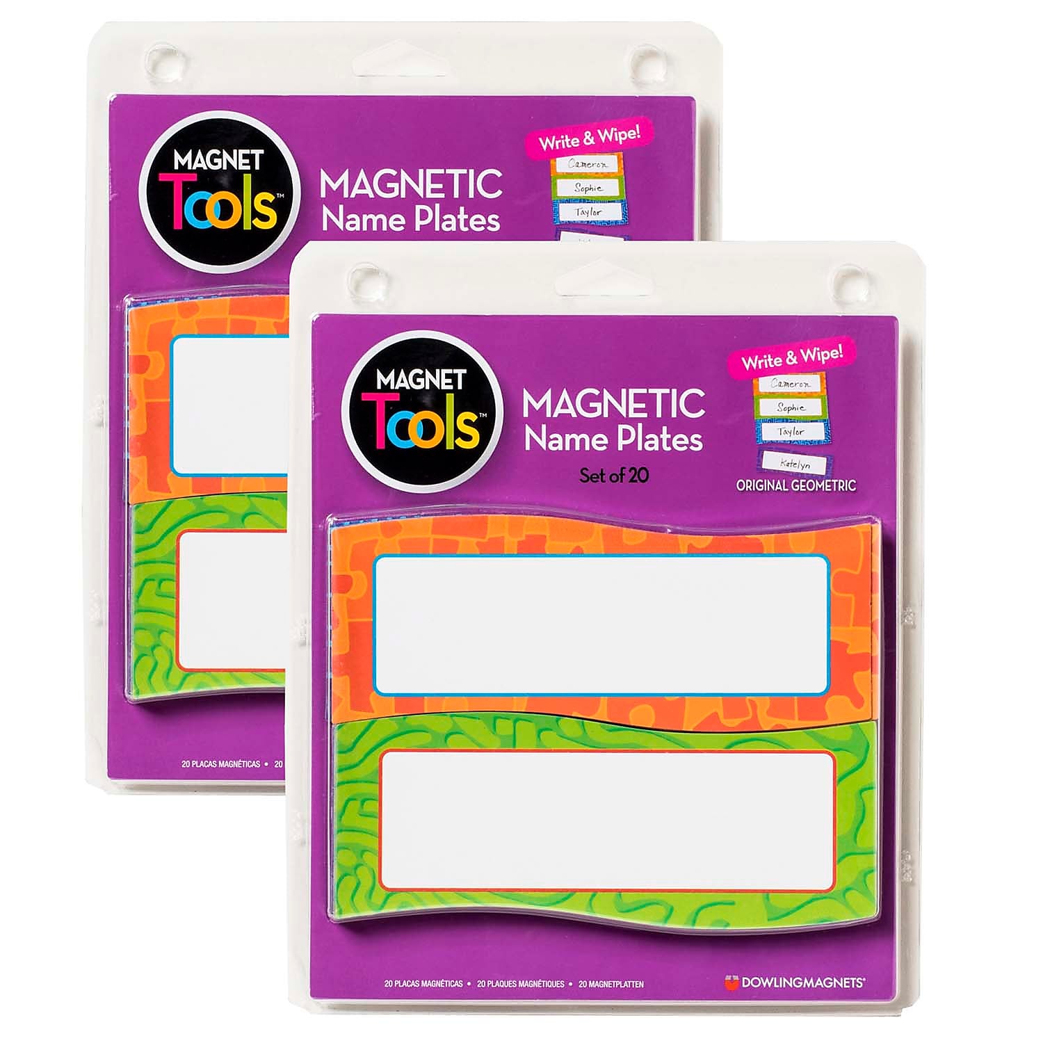 Dowling Magnets® Magnetic Name Plates, 6" x 2", 20 Per Pack, 2 Packs (DO-735205-2)