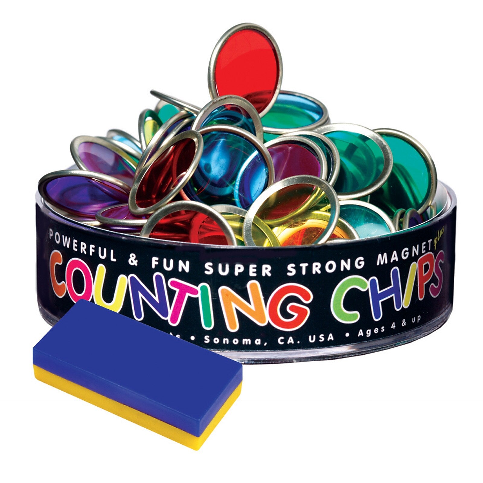 Dowling Magnets 75 Counting Chips With Block Magnet, 3/Bundle (DO-736608-3)