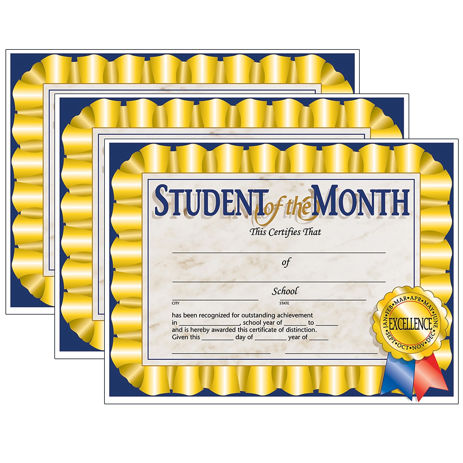 Hayes Achievement Certificates, 8.5" x 11", Multicolor, 3/Bundle (H-VA528-3)
