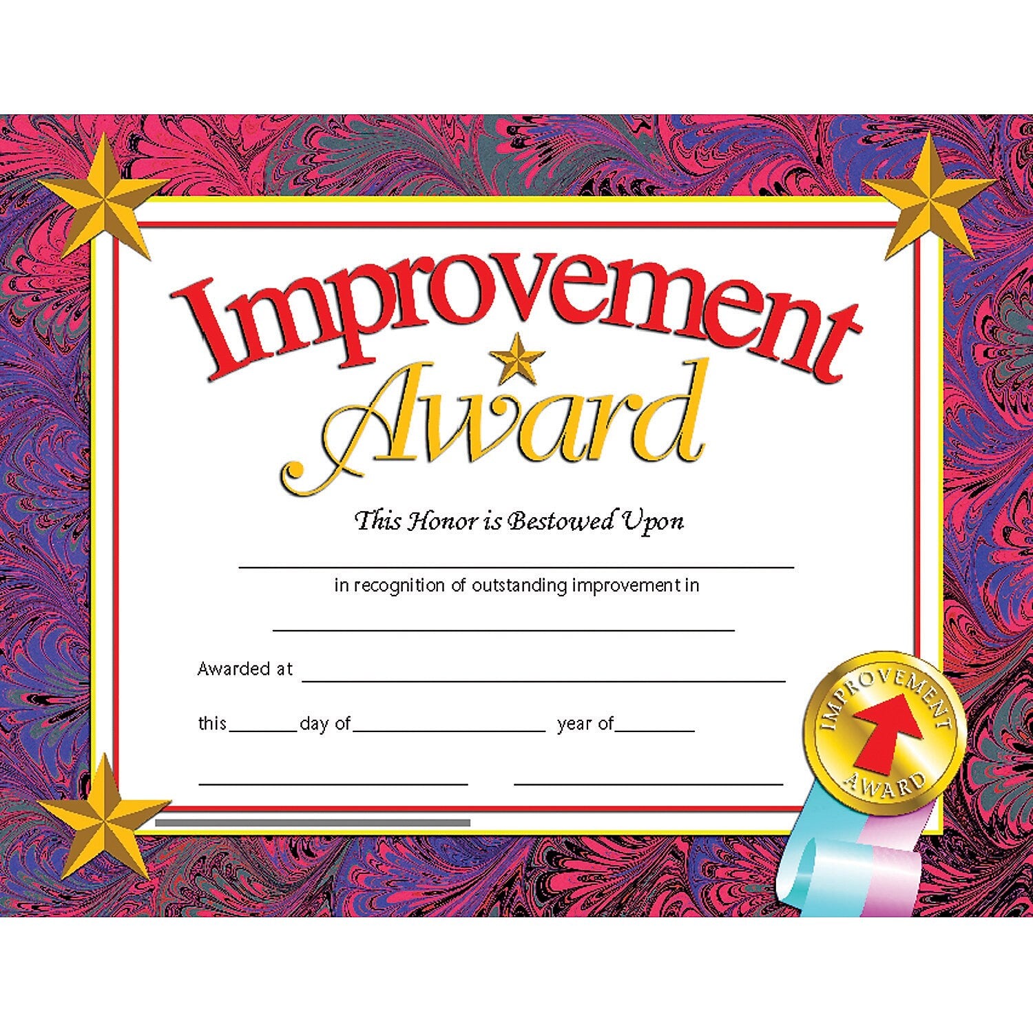 Hayes Publishing Improvement Award Certificate, 30 Per Pack, 3 Packs (H-VA688-3)