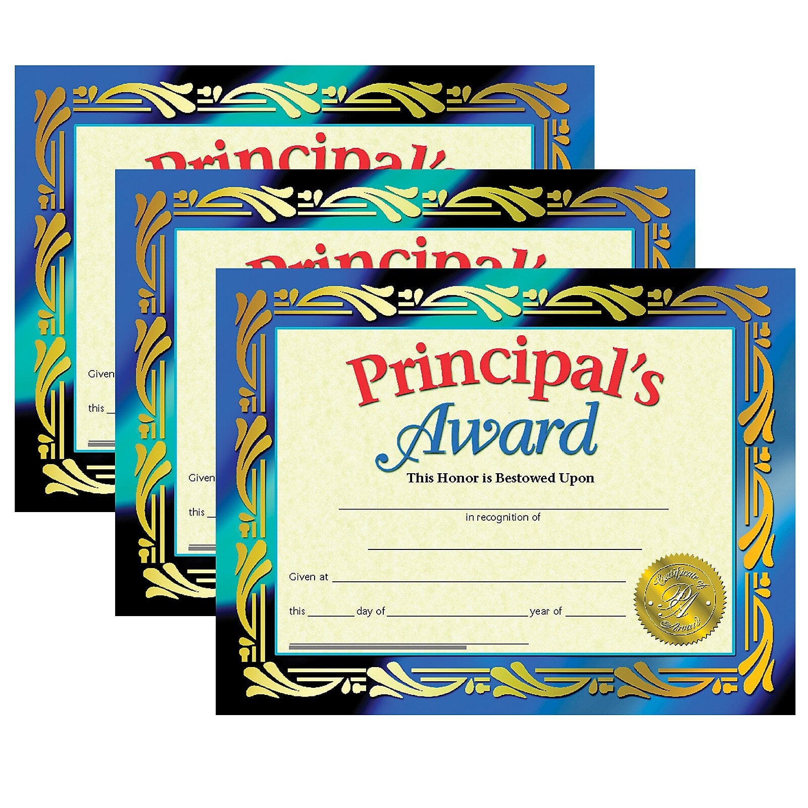 Hayes Publishing Principal's Award Certificate, 8.5" x 11", 30 Per Pack, 3 Packs (H-VA689-3)