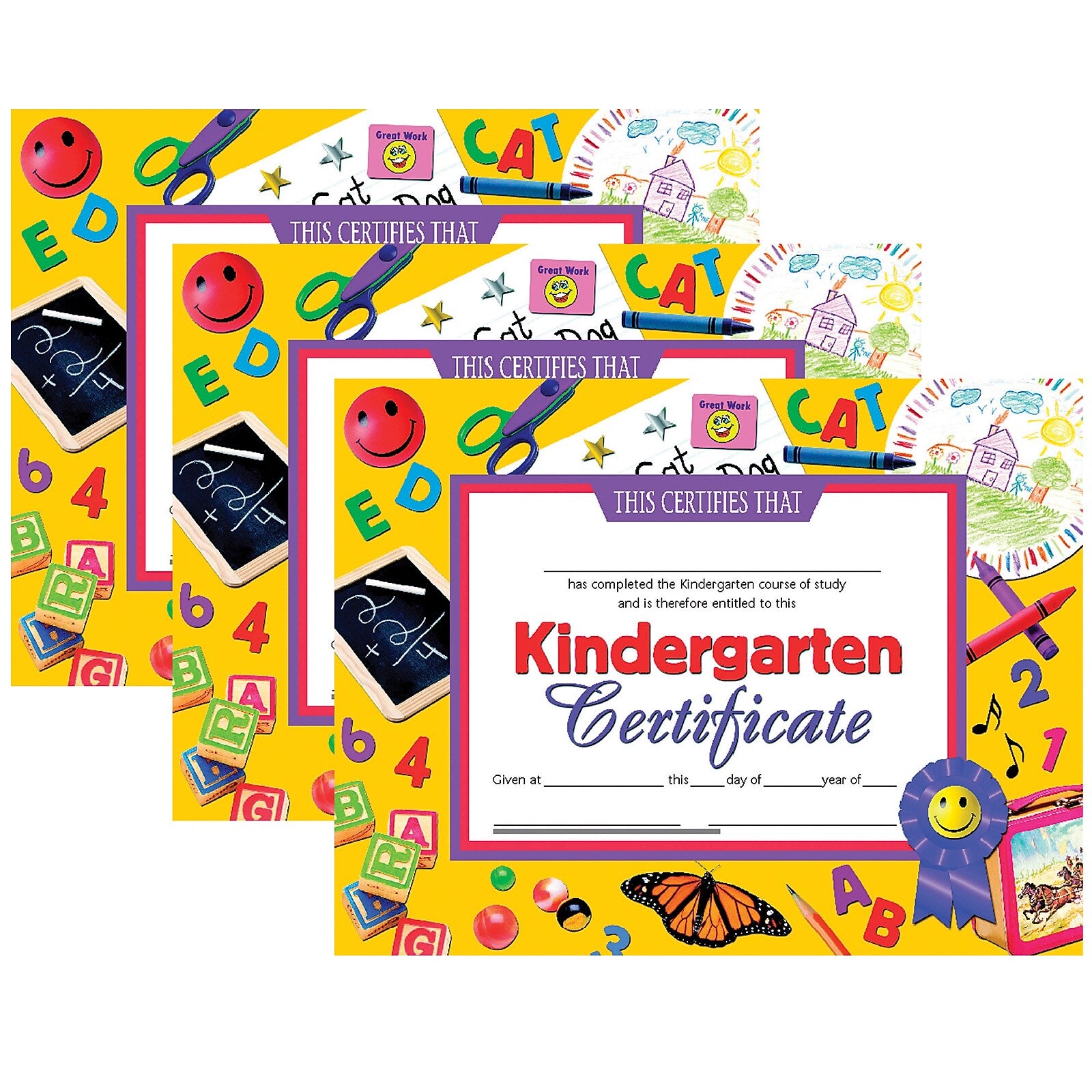 Hayes Completion Certificates, 8.5" x 11", Multicolor, 3/Bundle (H-VA701-3)