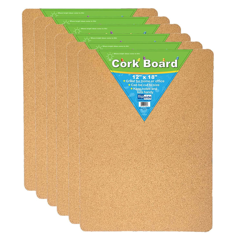 Flipside Products Cork Bulletin Board, 12" x 18", Pack of 6 (FLP10082-6)