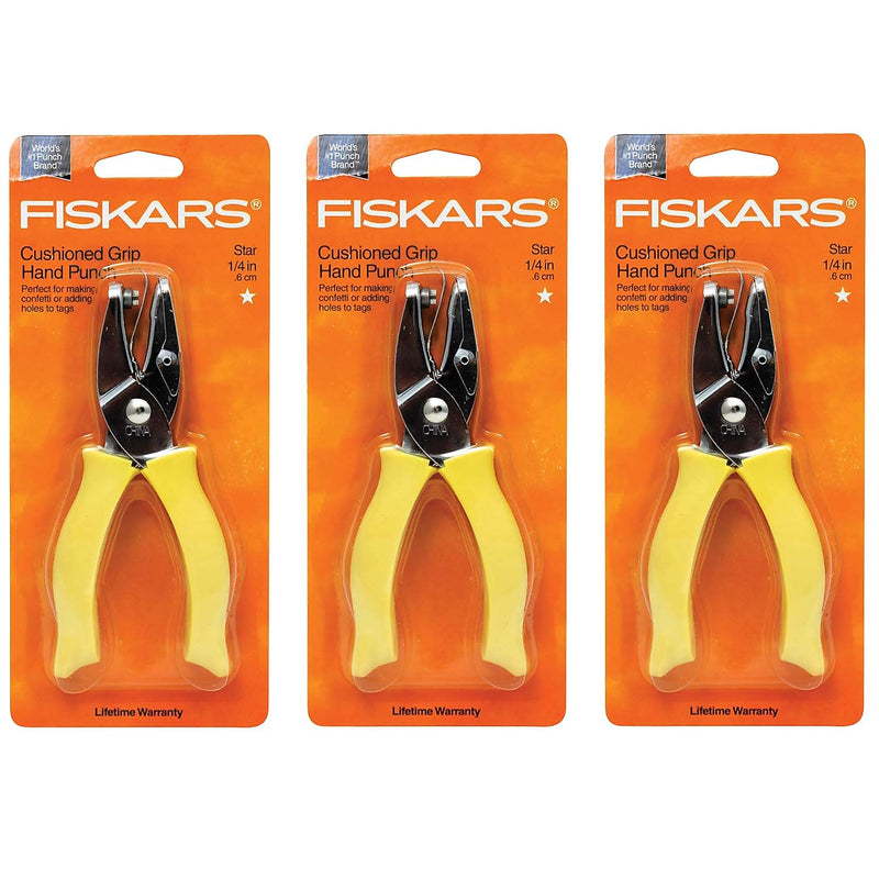 Fiskars® Star, 1-Hole Punch, 3 Sheet Capacity, Yellow (FSK23537097-3)