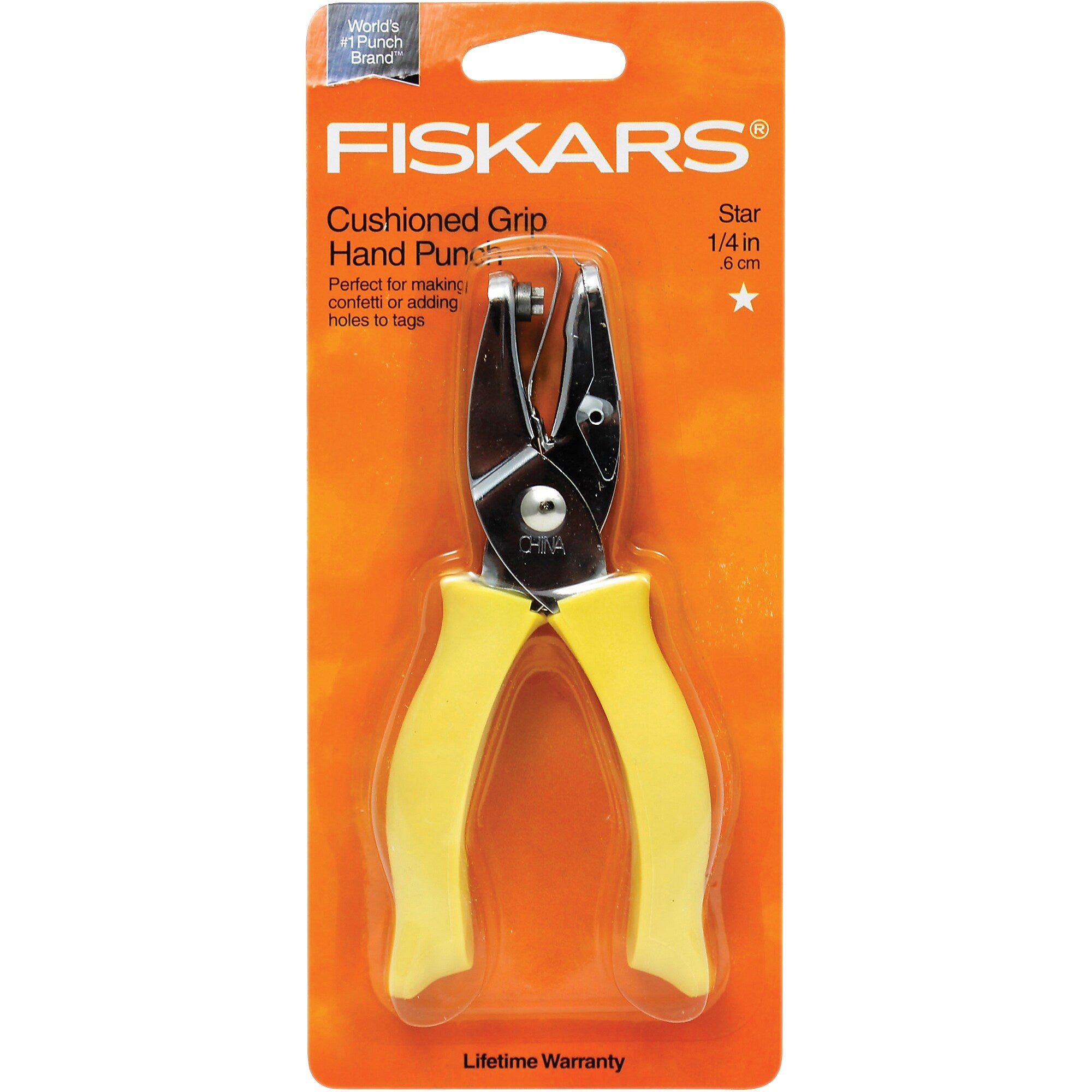 Fiskars® Star, 1-Hole Punch, 3 Sheet Capacity, Yellow (FSK23537097-3)