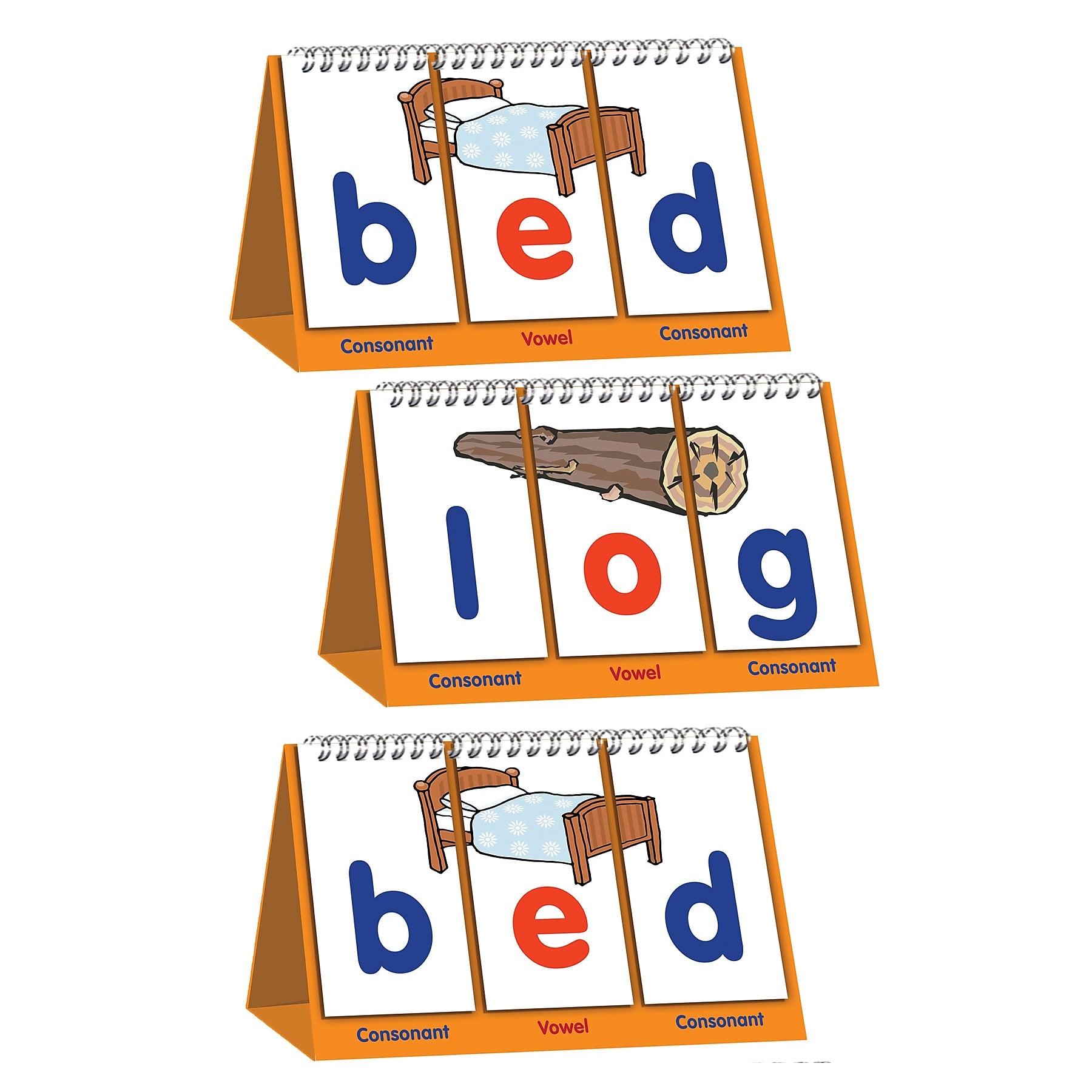 Junior Learning® Double-Sided CVC, 7.75" x 7.3", Language Learning, Mini Flip Chart, Pack of 3 (JRL467-3)