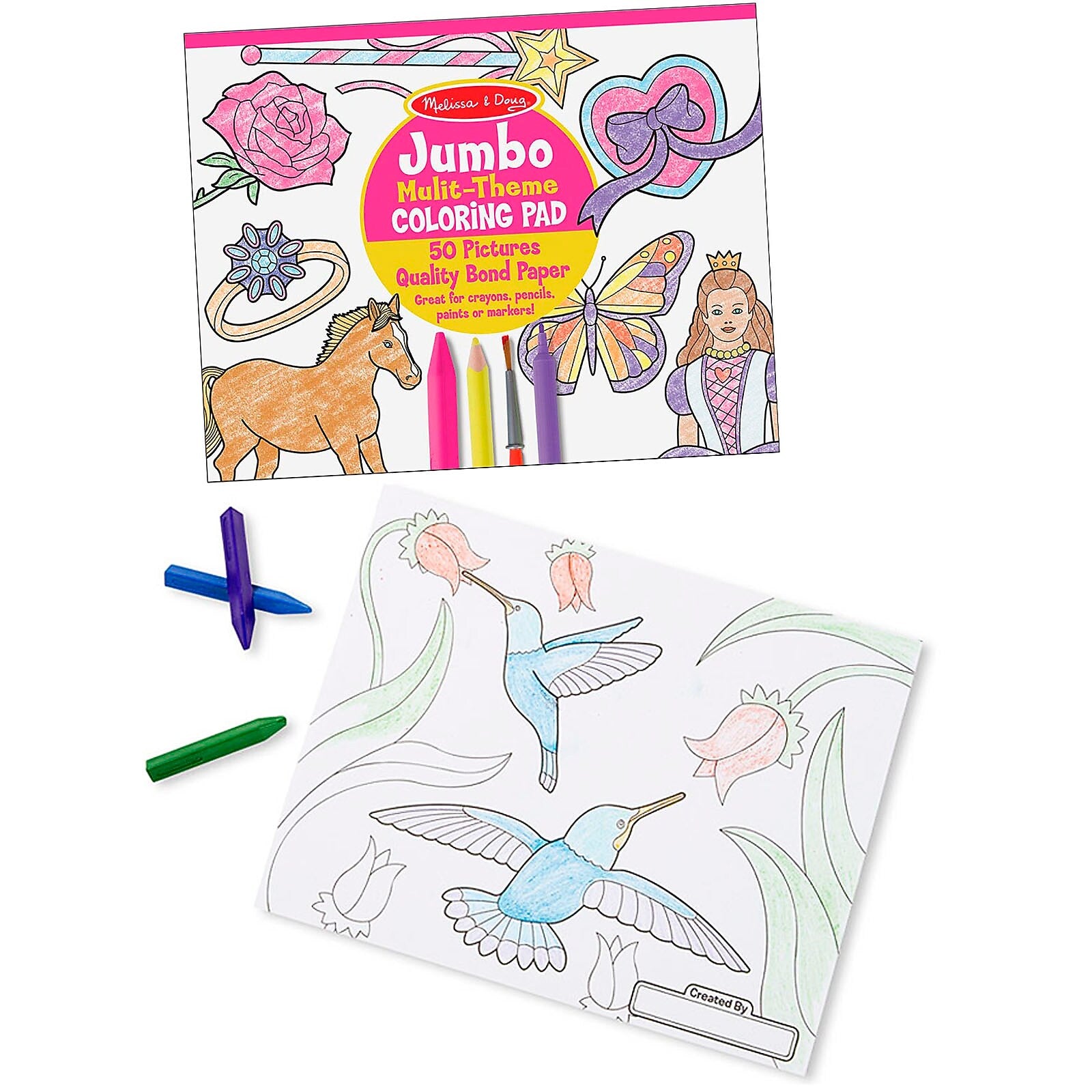 Melissa & Doug Jumbo Multi-Theme Coloring Pad, 50 Pages, 6/Bundle (LCI4225-6)